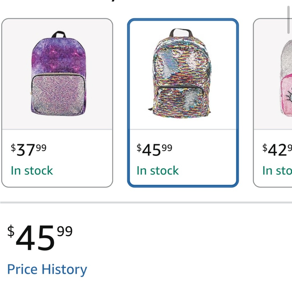 TWO Iridescent Glittery Backpacks with Sparkly Finish